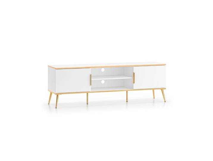TV-Schrank / TV-Bank mit Soft-Close Funktion für Wohnzimmer Breckenridge 06, Beine & Griffe: Gold, sehr gut Kombinierbar, Farbe: Weiß, Maße: 53 x TV-Schrank / TV-Bank mit Soft-Close Funktion für Wohnzimmer Breckenridge 06, Beine & Griffe: Gold, sehr gut Kombinierbar, Farbe: Weiß, Maße: 53 x von easyMÖBEL