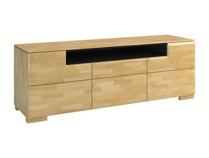 TV-Schrank Lipik 09 Eiche/Schwarz teilmassiv 62x182x50 cm Push-to-open 3 Türen modernes Design platzsparend & funktional von easyMÖBEL