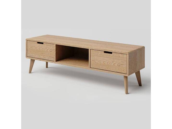 TV-Unterschrank Eiche massiv natur Aurornis 56 142 cm Breite Modernes Design 2 Schubladen & 1 Ablagefach 44 x 142 x 40 cm von easyMÖBEL