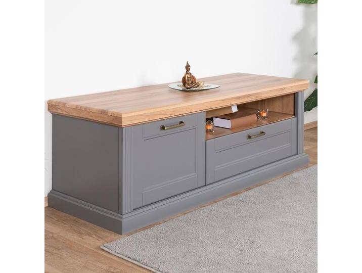 TV-Unterschrank Lotofaga 06 Grau / Walnuss 52 x 151 x 54 cm Soft Close UV-Lack Hochwertige Verarbeitung von easyMÖBEL