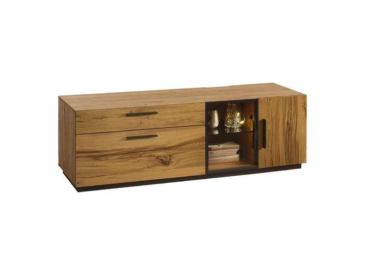 TV-Unterschrank Serrator 07 Eiche natur geölt/Dunkelbraun 47x149x48 cm Modernes Design LED-Beleuchtung Soft Close von easyMÖBEL