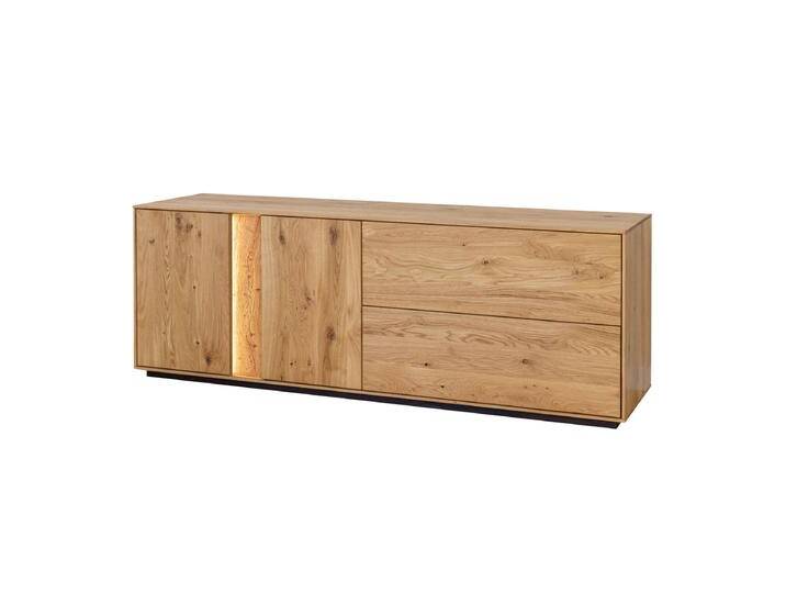 TV-Unterschrank Sienne 07 165 x 60 x 43,5 cm Wildeiche massiv gebürstet & geölt Push-to-open LED-Beleuchtung 6 Fächer von easyMÖBEL