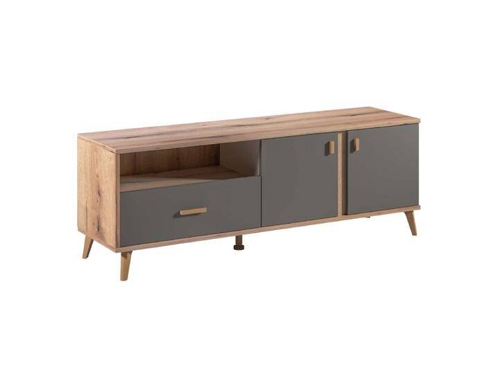 TV-Unterschrank Sisamon 04, Farbe: Eiche Artisan / Grau - Abmessungen: 52 x 154 x 40 cm (H x B x T) von easyMÖBEL