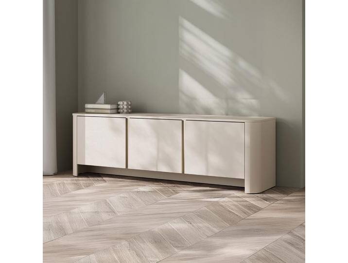 TV-Unterschrank in Kaschmir Vytgarth 01 52 x 168 x 39 cm 3 Türen 3 Fächer Push-to-Open System griffloses Design eckig robust von easyMÖBEL