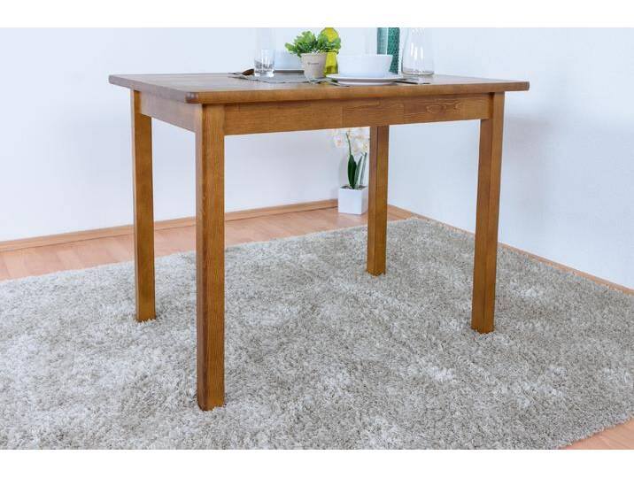 Tisch Kiefer massiv Vollholz Eichfarben Rustikal Junco 228A (eckig) - 100 x 70 cm (B x T) von easyMÖBEL