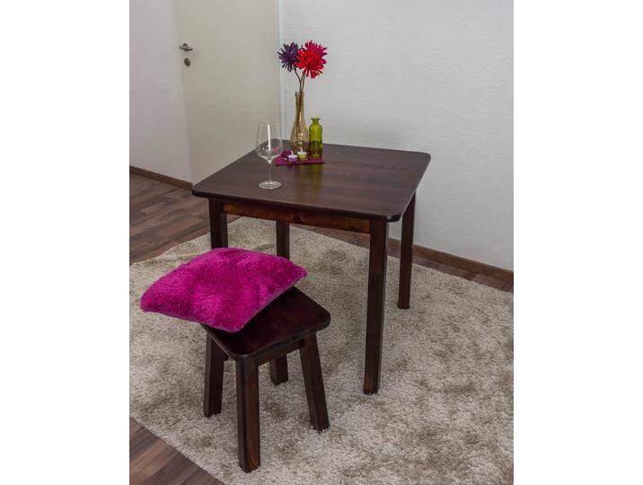 Tisch Kiefer massiv Vollholz Nussfarben 002 (eckig) - Abmessung 75 x 75 cm (B x T) von easyMÖBEL