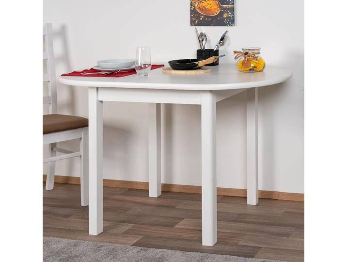 Tisch Kiefer massiv Vollholz weiß lackiert Junco 231A (rund) - 120 x 75 cm (B x T) von easyMÖBEL