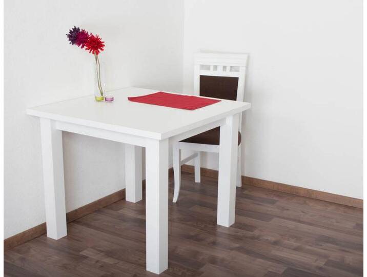 Tisch Kiefer massiv Vollholz weiß lackiert Junco 239B (eckig) - Abmessung 90 x 90 cm von easyMÖBEL