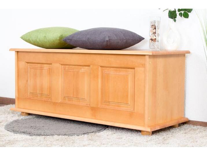 Truhe Holztruhe Kiefer massiv Vollholz Erlefarben 180 – 50 x 120 x 48 cm (H x B x T), Sitztruhe von easyMÖBEL