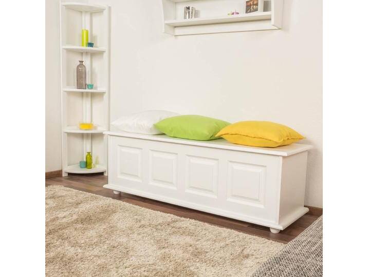 Truhe Holztruhe Kiefer massiv Vollholz weiß lackiert 179 – 50 x 154 x 46 cm (H x B x T), Sitztruhe Truhenbank von easyMÖBEL