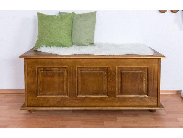 Truhe Kiefer massiv Vollholz Eichefarben Rustikal 180 – Abmessung: 51 x 120 x 46 cm (H x B x T) von easyMÖBEL