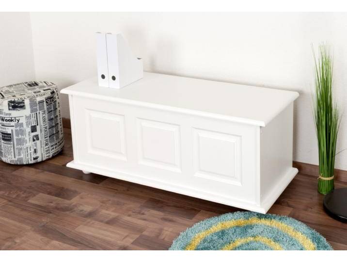 Truhe Kiefer massiv Vollholz weiß 180 – 50 x 120 x 48 cm (H x B x T) von easyMÖBEL