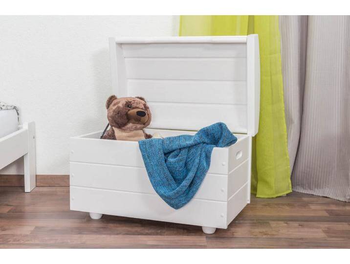 Truhe Kiefer massiv Vollholz weiß lackiert 004 – Abmessung 47 x 43 x 67 cm (H x B x T) von easyMÖBEL
