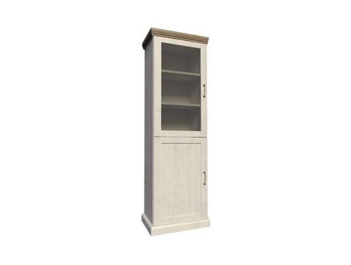 Vitrine Badile 10, Farbe: Kiefer Weiß / Braun - 187 x 57 x 39 cm (H x B x T) von easyMÖBEL