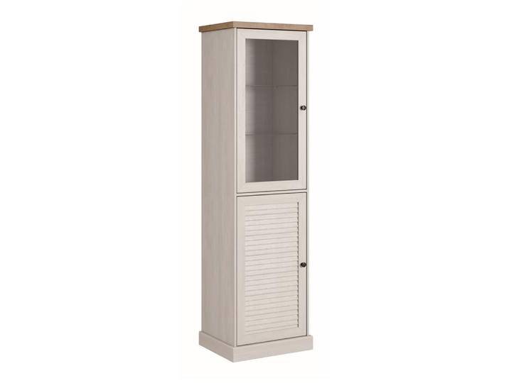 Vitrine Lägern 09, Farbe: Kiefer Weiß / Eiche Braun - 203 x 57 x 46 cm (H x B x T) von easyMÖBEL
