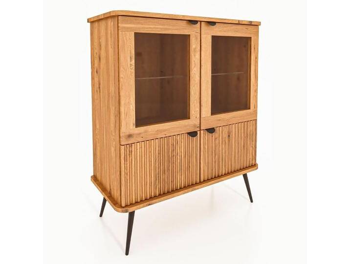 Vitrine Rolleston 21 Kernbuche massiv geölt - Abmessungen: 117 x 97 x 46 cm (H x B x T) von easyMÖBEL