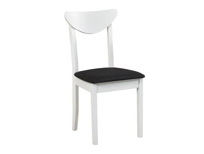 Weißer Esszimmersessel Gulbene mit schwarz gepolsterter Sitzfläche, Polster aus T-25 Schaum, Sitzhöhe von 47 cm, Korpus aus Buchenmassivholz, robu von easyMÖBEL