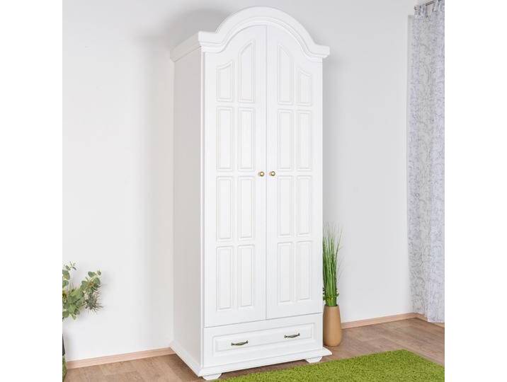Weißer Kleiderschrank Kiefer Vollholz Pipilo 05, 225 x 95 x 60 cm, mit 1 Kleiderstange, 1 großen Fach und 1 Schublade, viel Stauraum, sehr robust Weißer Kleiderschrank Kiefer Vollholz Pipilo 05, 225 x 95 x 60 cm, mit 1 Kleiderstange, 1 großen Fach und 1 Schublade, viel Stauraum, sehr robust von easyMÖBEL
