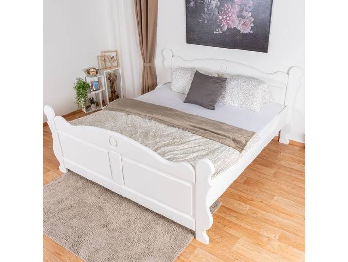 Weißes Doppelbett Kiefer Massivholz 91, Gästebett inkl. Lattenrost, Liegefläche 180 x 200 cm, einfache und rasche Montage, hochwertig verarbeitet von easyMÖBEL