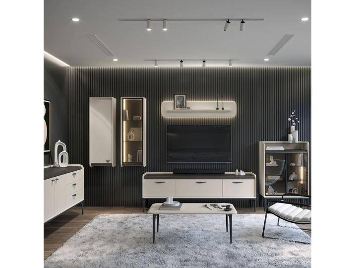 Wohnzimmer Komplett - Set A Manono 7-teilig Farbe: Creme LED-Beleuchtung Soft Close System Metallbeine Wohnzimmer Komplett - Set A Manono 7-teilig Farbe: Creme LED-Beleuchtung Soft Close System Metallbeine von easyMÖBEL