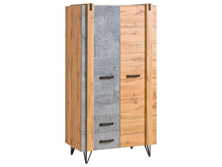 Wohnzimmer Komplett - Set C Atule, 8-teilig, Farbe: Eiche / Grau von easyMÖBEL