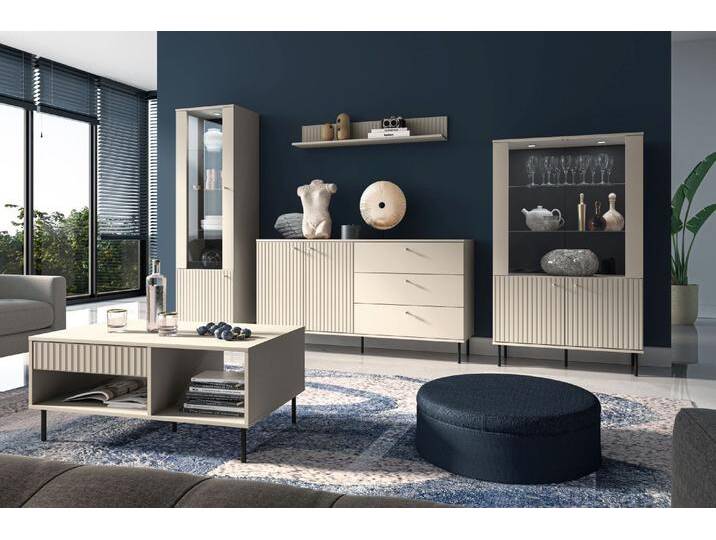 Wohnzimmer Komplett - Set C Petkula, 5-teilig, Farbe: Beige hell von easyMÖBEL