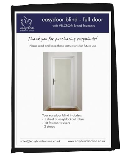 easyblinds easydoor Türrollo für verglaste und teilweise verglaste Türen (Schwarz, Standardbreite für die gesamte Tür (65 x 190 cm) Nach Bedarf zuschneidbar von easyblinds