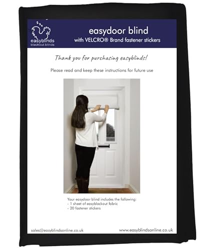 easydoor Rollo von easyblinds, für glasierte und teilverglaste Türen (schwarz, halbe Tür Standardbreite (65 x 110 cm) von easyblinds