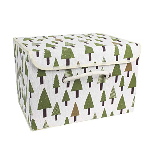 Aufbewahrungsbox Kinder, Aufbewahrungskiste mit Deckel Spielzeug Organizer, Faltbar Aufbewahrungskorb für Kleidung, Faltbox Spielzeugkiste Vorratsbehälter aus Baumwollgewebe (tree) 38 * 25 * 25cm von easybuy