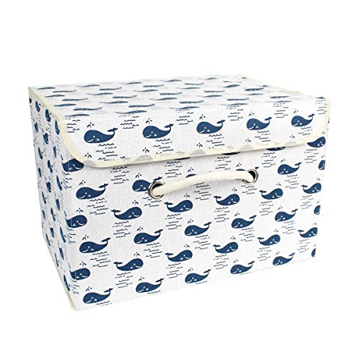 Aufbewahrungskiste Spielzeugkiste Faltbar Aufbewahrungsbox mit Deckel Kinder Spielzeug Organizer Aufbewahrungskorb Korb für Kleidung Faltbox Vorratsbehälter aus Baumwollgewebe (Wal) von easybuy