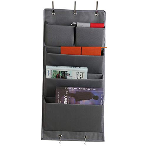 Hängeorganizer Tür Schrank Organizer aus Oxford Tuch Faltbar Hängeregal mit 5 Haken für Handtücher Hängeaufbewahrung mit 4 Große Fächer, Grau von easybuy