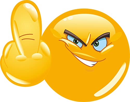 1 Aufkleber Smile Mittelfinger I kfz006 I 9 cm Ø I Stinkefinger Emoji Sticker für Motorrad Mofa Roller Notebook Laptop Auto-Aufkleber außenklebend von easydruck24de