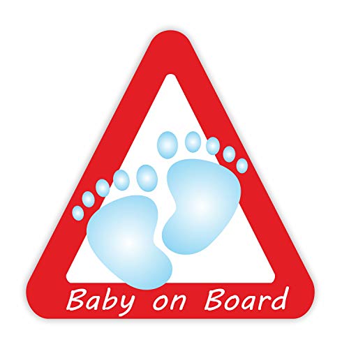 1 Auto-Aufkleber Baby on Board Junge I kfz025 I 10 x 10 cm I Sticker für Scheibe I Füße on Tour wetterfest dreieckig von easydruck24de