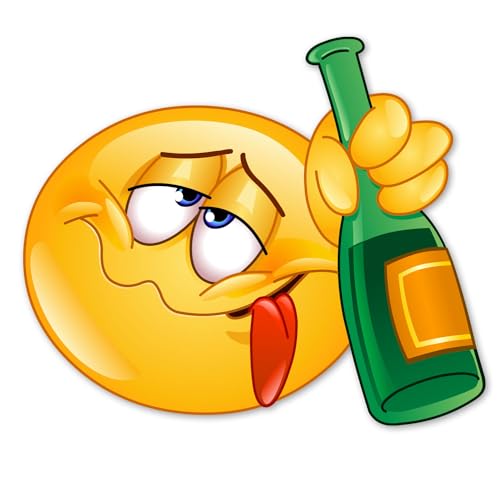 1 Smile-Aufkleber Drunk I 12,5 x 9 cm groß I Emoji Sticker betrunken besoffen blau I Bar-Aufkleber Theke Tresen Küche Alkohol wetterfest I kfz254 von easydruck24de