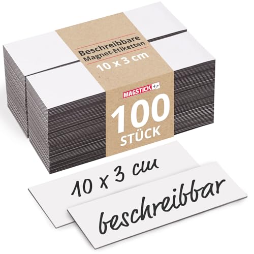 100 beschreibbare Magnet-Etiketten MAGSTICK® I 10 x 3 cm I weiß I magnetische Beschriftungsfolie beschreibbar Magnet-Streifen zum Beschriften I mag174 von easydruck24de