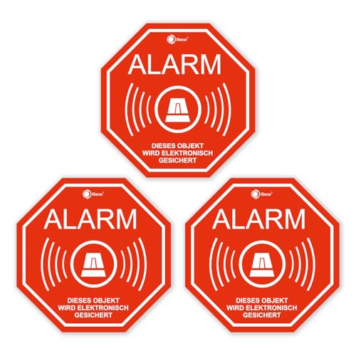 3er Set Alarm-Aufkleber I hin165 I 10 x 10 cm I Achtung Objekt wird elektronisch gesichert I für Fenster-Scheibe, Tür I außenklebend wetterfest 3er Set Alarm-Aufkleber I hin165 I 10 x 10 cm I Achtung Objekt wird elektronisch gesichert I für Fenster-Scheibe, Tür I außenklebend wetterfest von easydruck24de