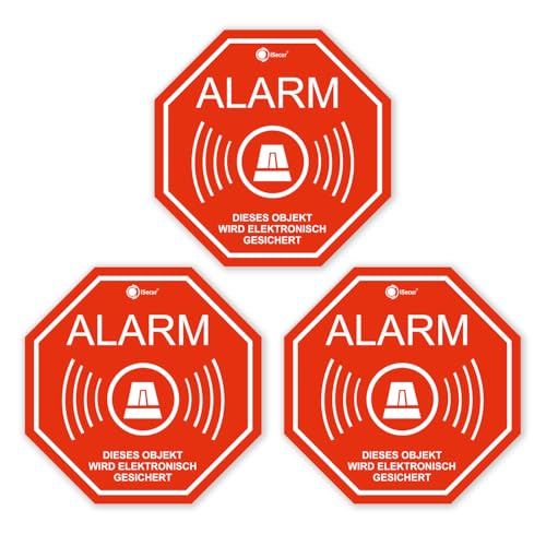 3er Set Alarm-Aufkleber I hin167 I 10 x 10 cm I Achtung Objekt wird elektronisch gesichert I für Fenster-Scheibe, Tür I innenklebend 3er Set Alarm-Aufkleber I hin167 I 10 x 10 cm I Achtung Objekt wird elektronisch gesichert I für Fenster-Scheibe, Tür I innenklebend von easydruck24de