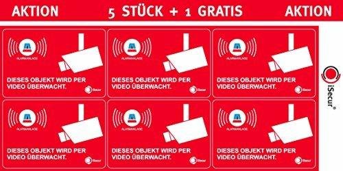 easydruck24de 5 Aufkleber Videoüberwachung und Alarmanlage I 6 x 4 cm I für Fenster Auto etc. I Warnung Achtung Dieses Objekt wird per Video überwacht I hin085 von easydruck24de