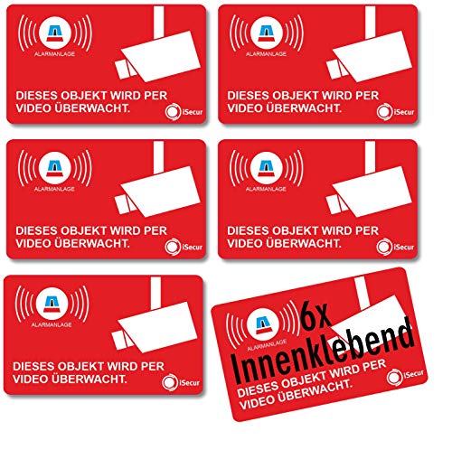 6 Alarmgesichert Aufkleber 5x3 cm innenklebend deutsch UV + wetterfest I Hinweis Achtung Alarm-Anlage Video-Überwachung für Fenster-Scheibe Tür Gebäude Objekt Auto Sticker rot I hin050 von easydruck24de