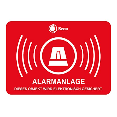 6 Alarmanlage Aufkleber 6x4 cm außenklebend rechteckig deutsch UV + wetterfest I Hinweis Achtung Alarmgesichert für Fenster-Scheibe Tür Gebäude Objekt Garage Auto Sticker rot I hin_048 von easydruck24de