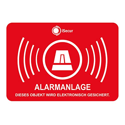 6 Alarmanlage Aufkleber 6x4 cm außenklebend rechteckig deutsch UV + wetterfest I Hinweis Achtung Alarmgesichert für Fenster-Scheibe Tür Gebäude Objekt Garage Auto Sticker rot I hin048 von easydruck24de
