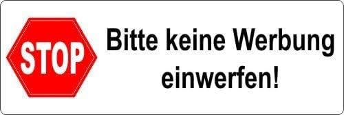 6er Aufkleber-Set Stop Bitte keine Werbung einwerfen! I 9,5 x 3 cm I Gegen Reklame im Briefkasten I in weiß I wetterfest I hin444 von easydruck24de
