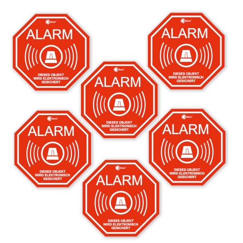 6er Set Alarm-Aufkleber I hin164 I 5 x 5 cm I Achtung Objekt wird elektronisch gesichert I für Fenster-Scheibe, Tür I außenklebend wetterfest 6er Set Alarm-Aufkleber I hin164 I 5 x 5 cm I Achtung Objekt wird elektronisch gesichert I für Fenster-Scheibe, Tür I außenklebend wetterfest von easydruck24de