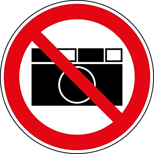 Verbots-Aufkleber Fotografieren verboten I rund Ø 9,5 cm I Benutzung von Kameras nicht gestattet I Verbotszeichen Fotografier-Verbot I hin_093 von iSecur