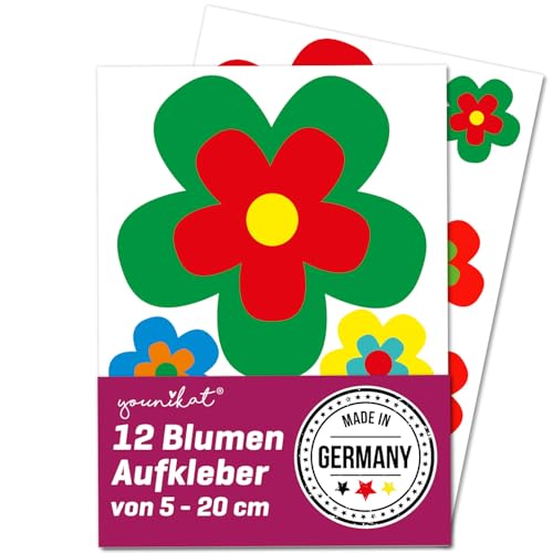 Aufkleber-Set retro Blumen I Blümchen bunt I Flower-Power Sticker für Küche Bad Kinder-Zimmer Wohnmobil Roller PKW I wetterfest I kfz525 von easydruck24de