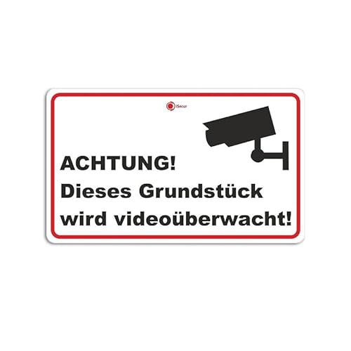 Hinweis-Aufkleber hin_133 Achtung! Dieses Grundstück wird videoüberwacht! I Größe 15 x 10 cm I für Fenster Tür I Warnung Vorsicht vor Videoüberwachung von easydruck24de