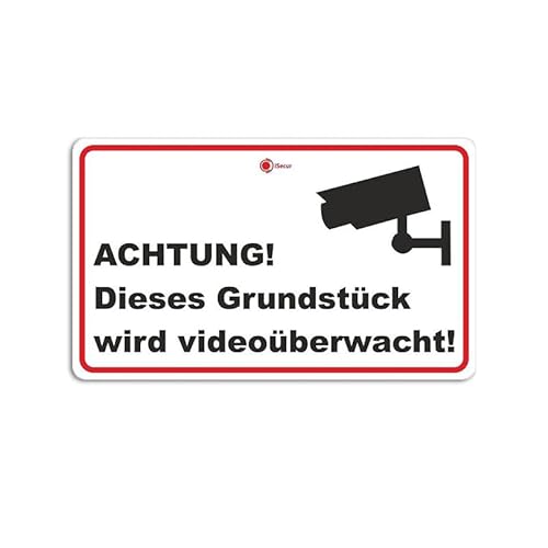 Hinweis-Aufkleber hin133 Achtung! Dieses Grundstück wird videoüberwacht! I Größe 15 x 10 cm I für Fenster Tür I Warnung Vorsicht vor Videoüberwachung von easydruck24de
