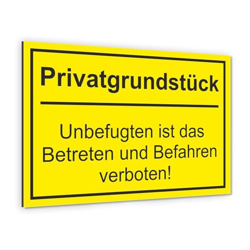 easydruck24de Hinweis-Schild Privatgrundstück! Unbefugten ist das Betreten und Befahren verboten! I Größe 40 x 30 cm I Warnung Verbot Privat gelb schwarz I hin425 von easydruck24de