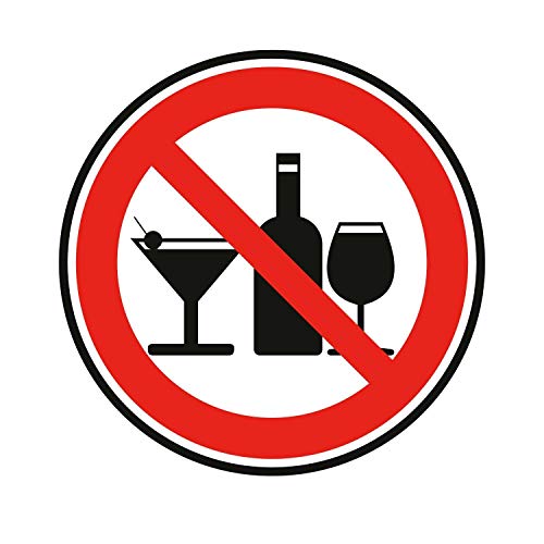 Verbots-Aufkleber Alkoholische Getränke rund Ø 20 cm I selbstklebend Warnhinweis Alkohol I Alkohol trinken verboten I alkoholfreier Bereich I hin559 von easydruck24de