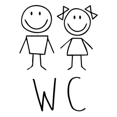 WC Tür-Aufkleber I schwarz I 18 x 24 cm I Motiv Mädchen und Junge I für Badezimmer-Tür, Toiletten-Sticker I Klebe-Schild für Restaurant Laden Geschäft I Folie selbstklebend I hin225 von easydruck24de